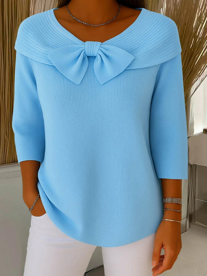 Reniva – Schleifenkragen-Strickpullover