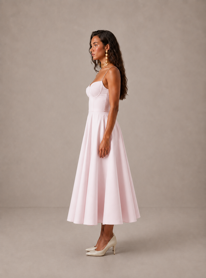 Averla – Kleid mit Herzausschnitt aus technischem Gewebe