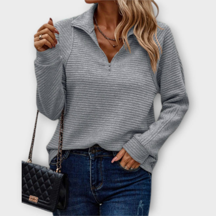 Zareli – Polo-Kragen mit Reißverschluss Wollmischungs-Pullover