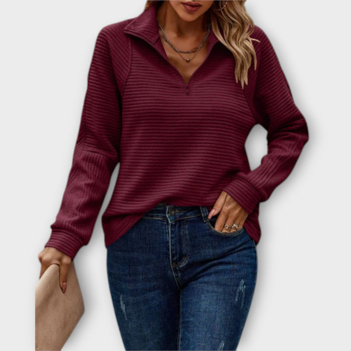 Zareli – Polo-Kragen mit Reißverschluss Wollmischungs-Pullover