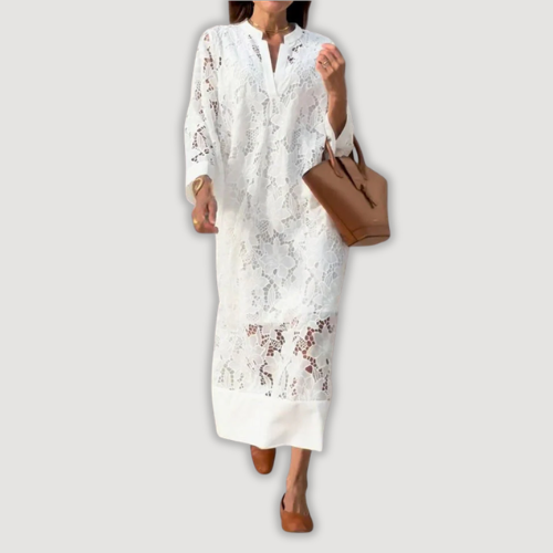 Mevara – Transparentes Spitzen-Maxikleid