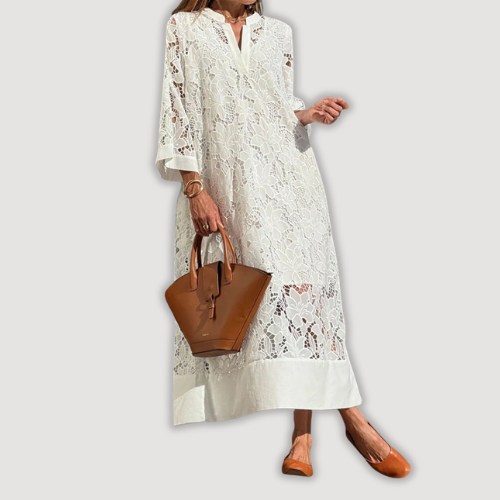 Mevara – Transparentes Spitzen-Maxikleid