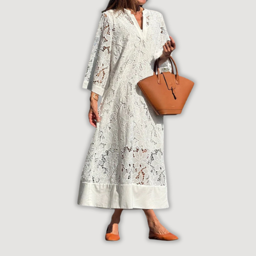 Mevara – Transparentes Spitzen-Maxikleid