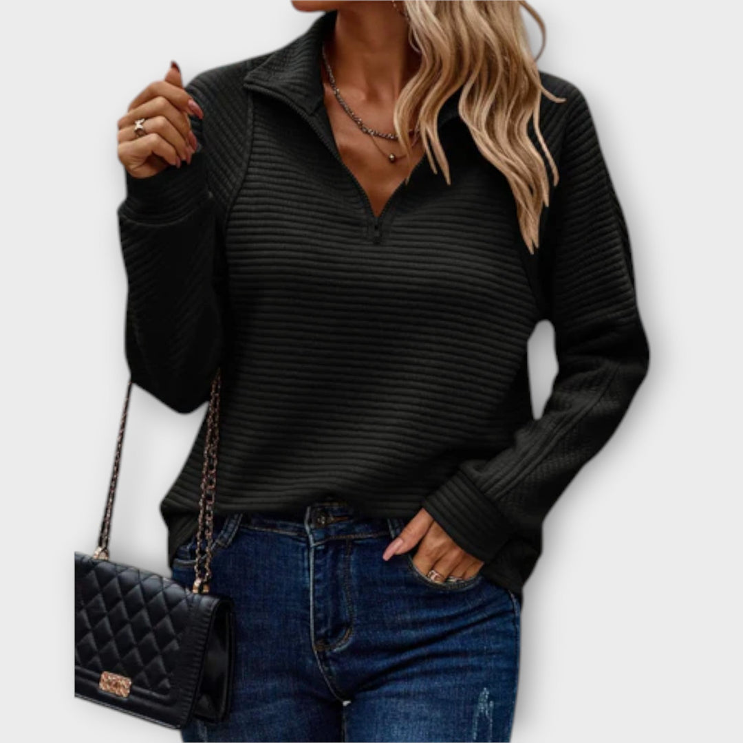 Zareli – Polo-Kragen mit Reißverschluss Wollmischungs-Pullover