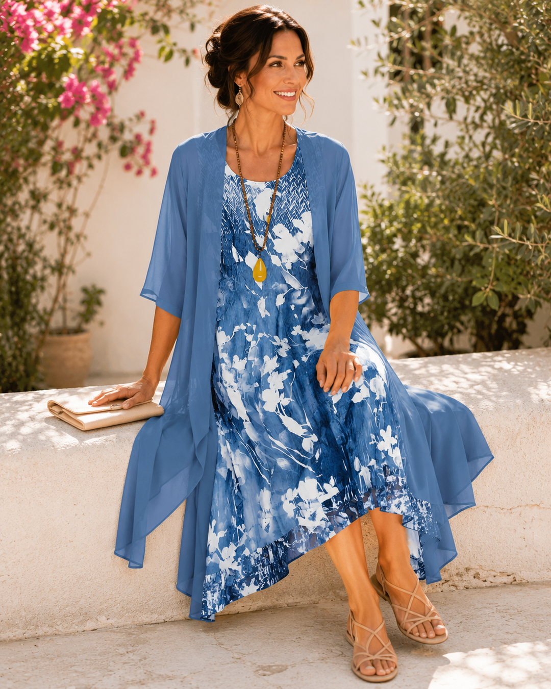 Noreli – zweilagiges gewebtes Midikleid