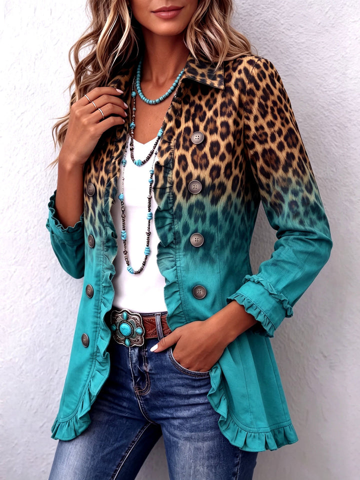 Nivaya – Farbverlauf-Leopardenmuster-Blazerjacke
