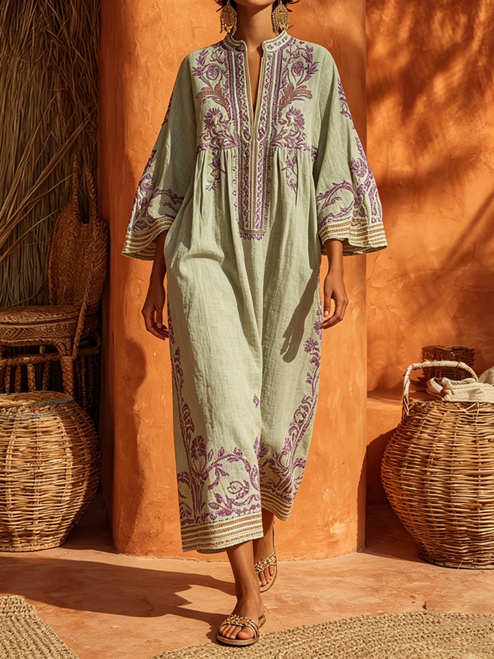 Reniva – Floral besticktes Maxikleid