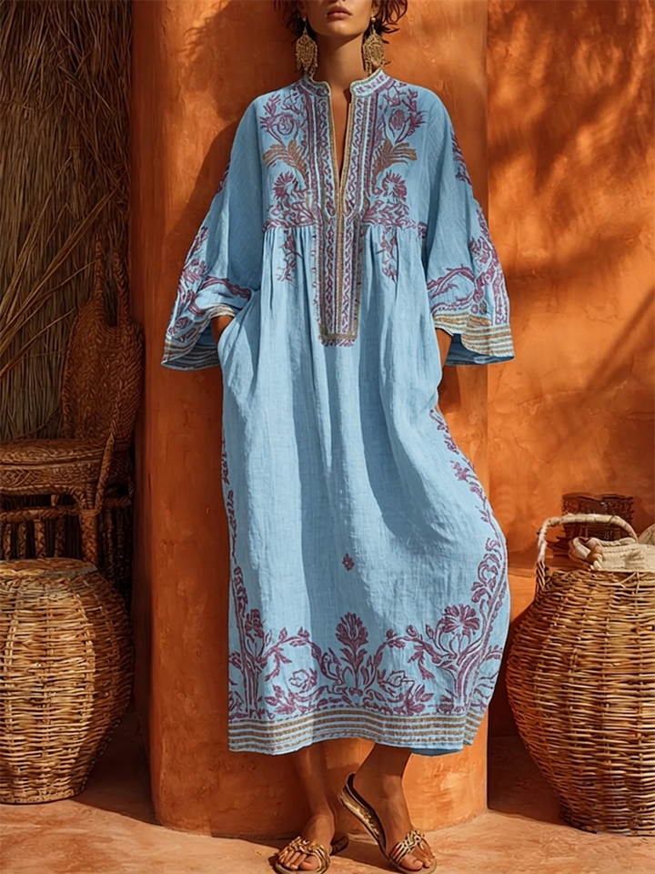 Reniva – Floral besticktes Maxikleid