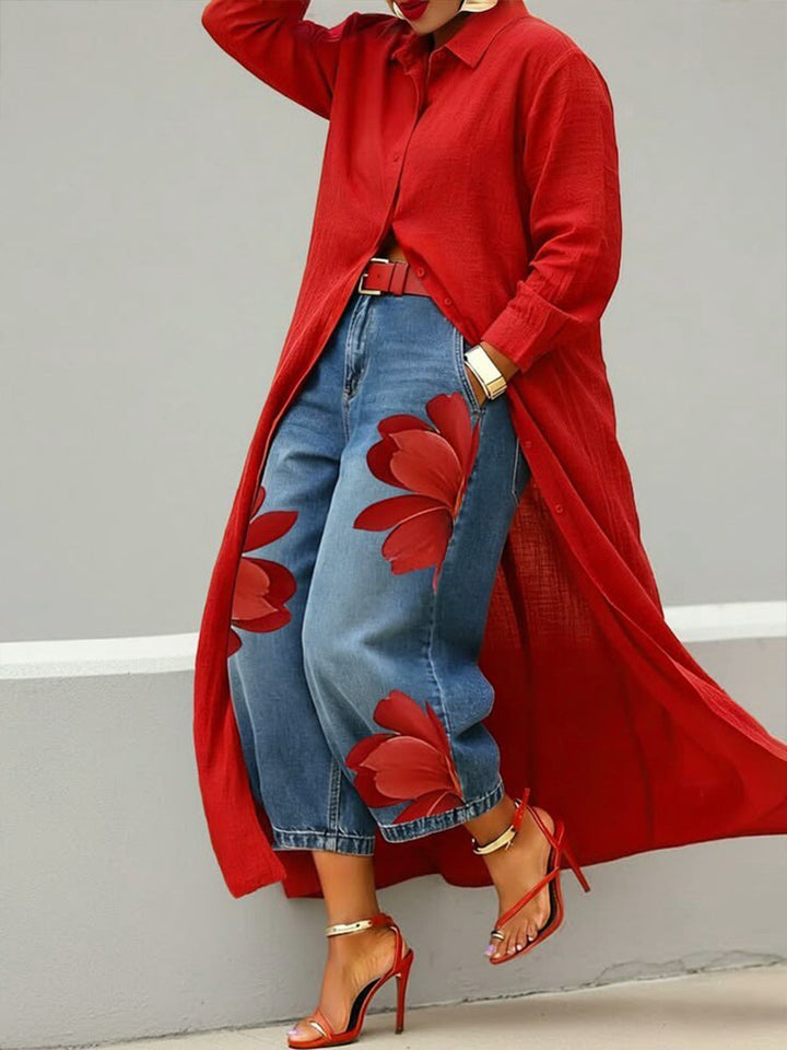 Nivara – florales Jeans-Set