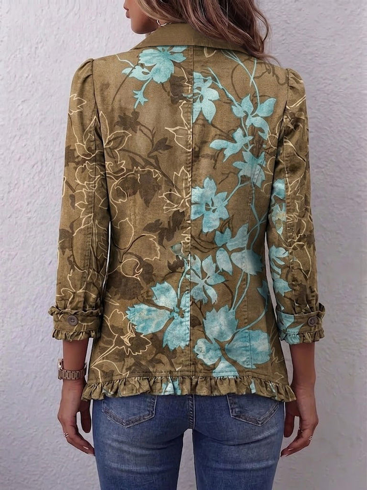 Reniva – Jacke mit Rüschensaum und floralem Ombre-Muster