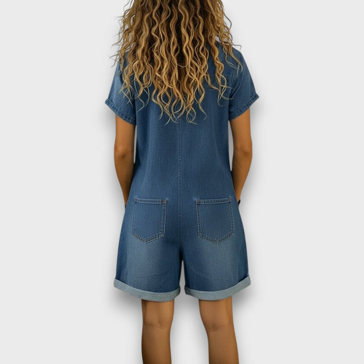 Navira – Latzhose in Denim-Optik mit Brustlatz