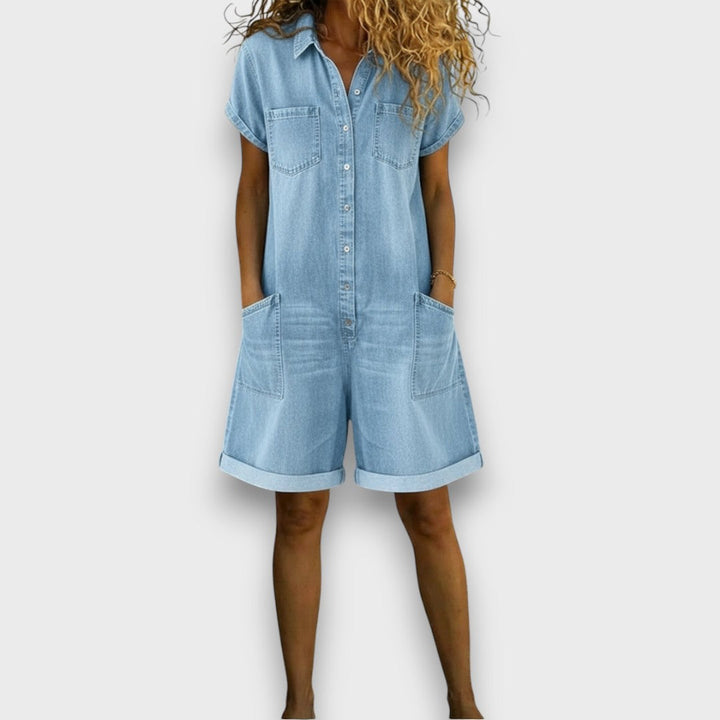Navira – Latzhose in Denim-Optik mit Brustlatz