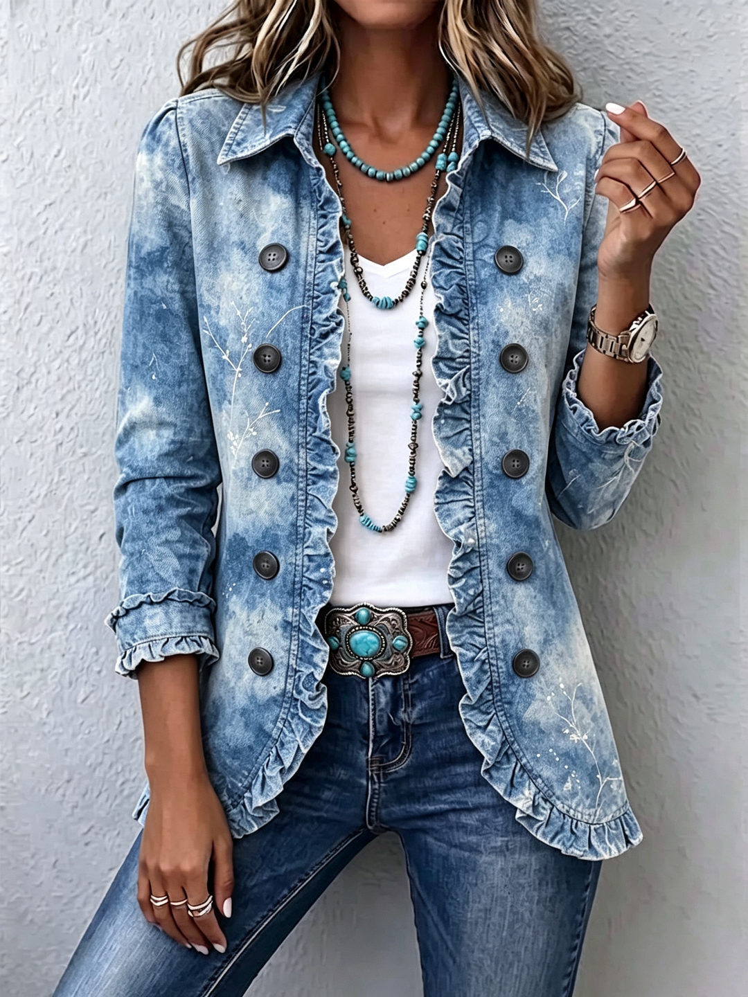 Selora – Ombré-botanische Druckjacke
