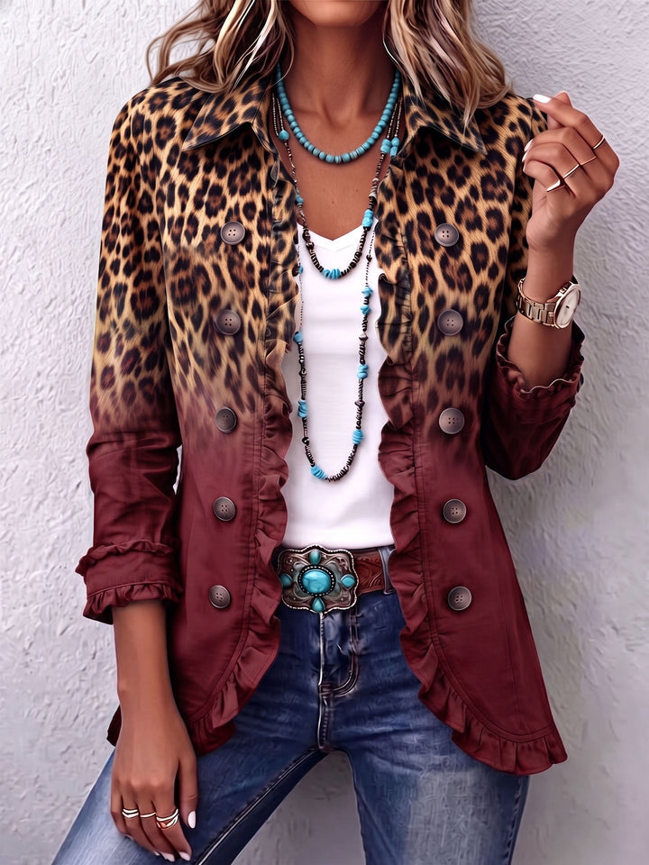 Nivaya – Farbverlauf-Leopardenmuster-Blazerjacke