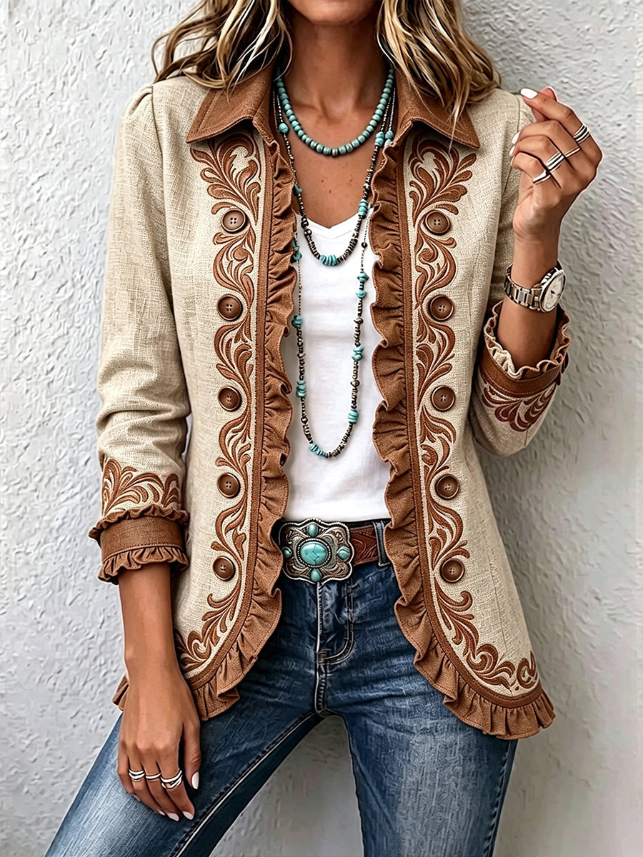 Novira – floral bestickte offene Jacke