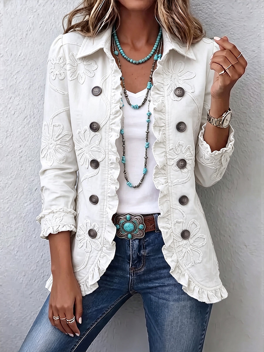 Vesara – floral bestickte gewebte Jacke