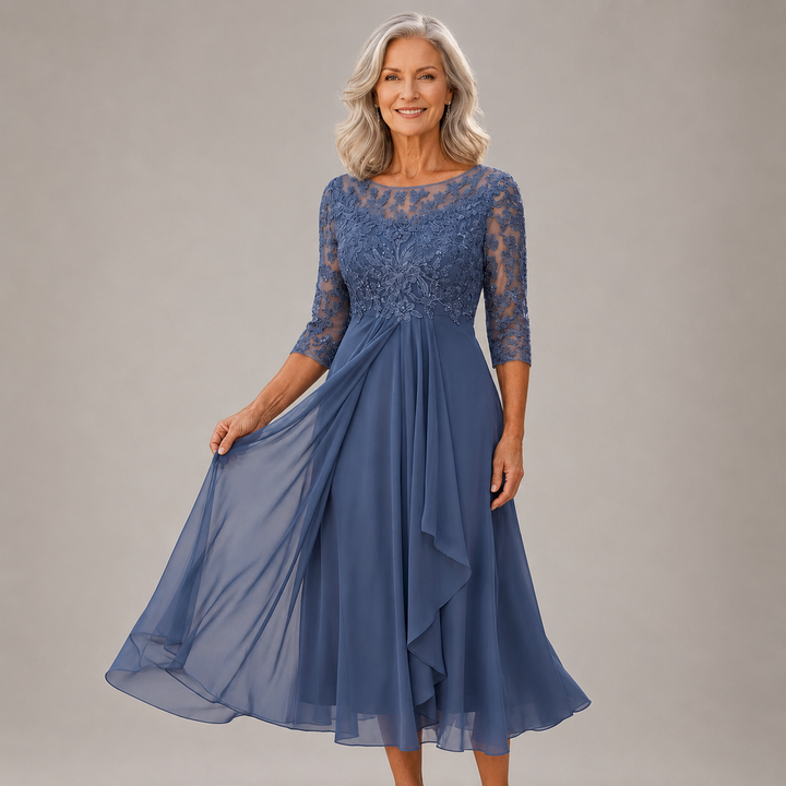 Soreli – Spitzenoberteil-Chiffonkleid