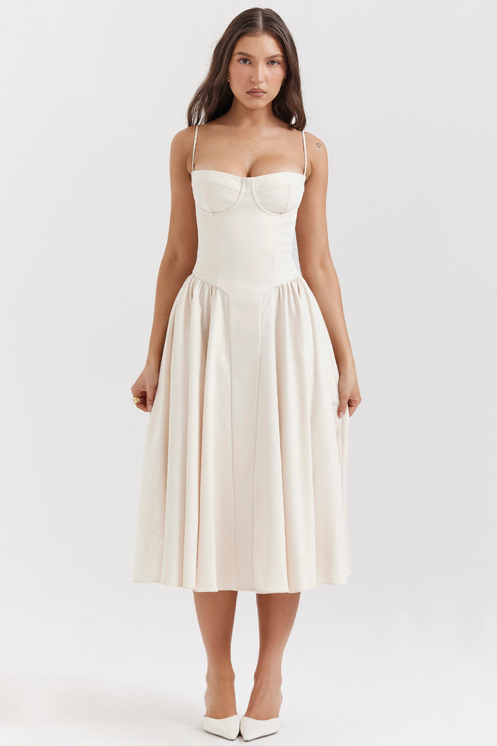 Mevara – Korsettstil-Oberteil Webstoff-Kleid