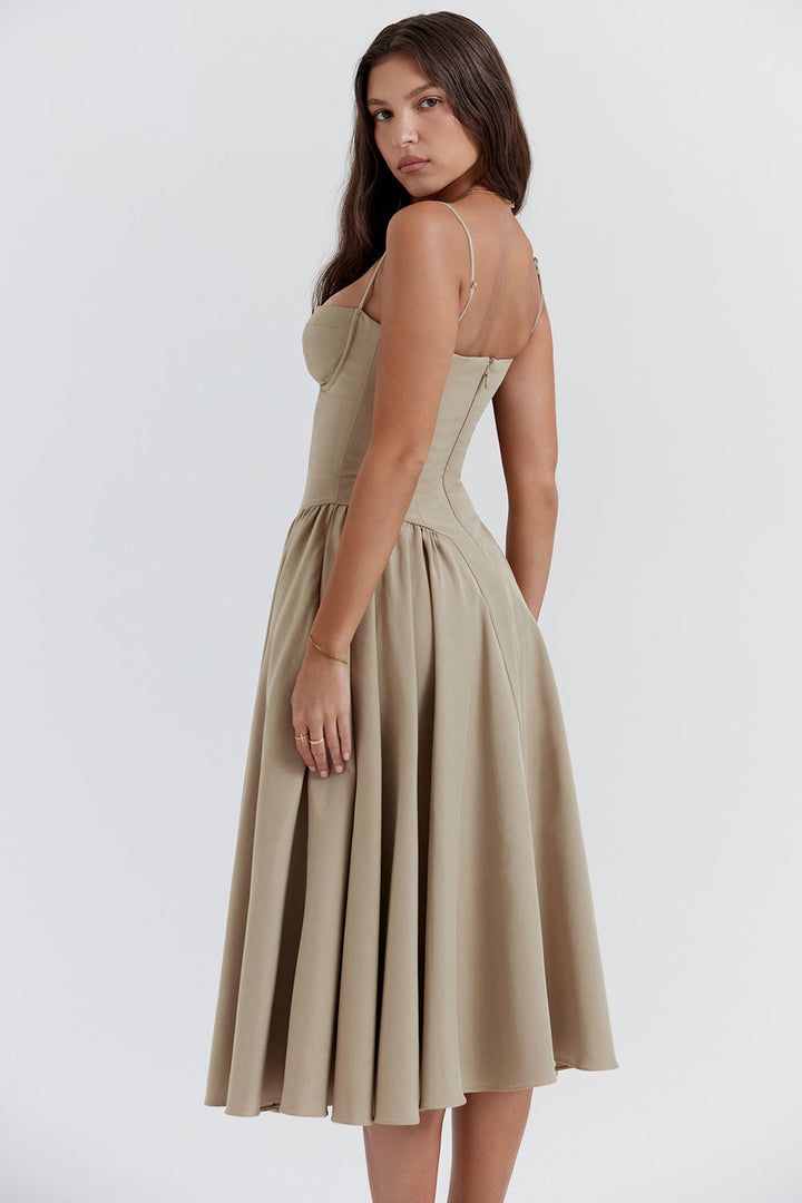 Mevara – Korsettstil-Oberteil Webstoff-Kleid