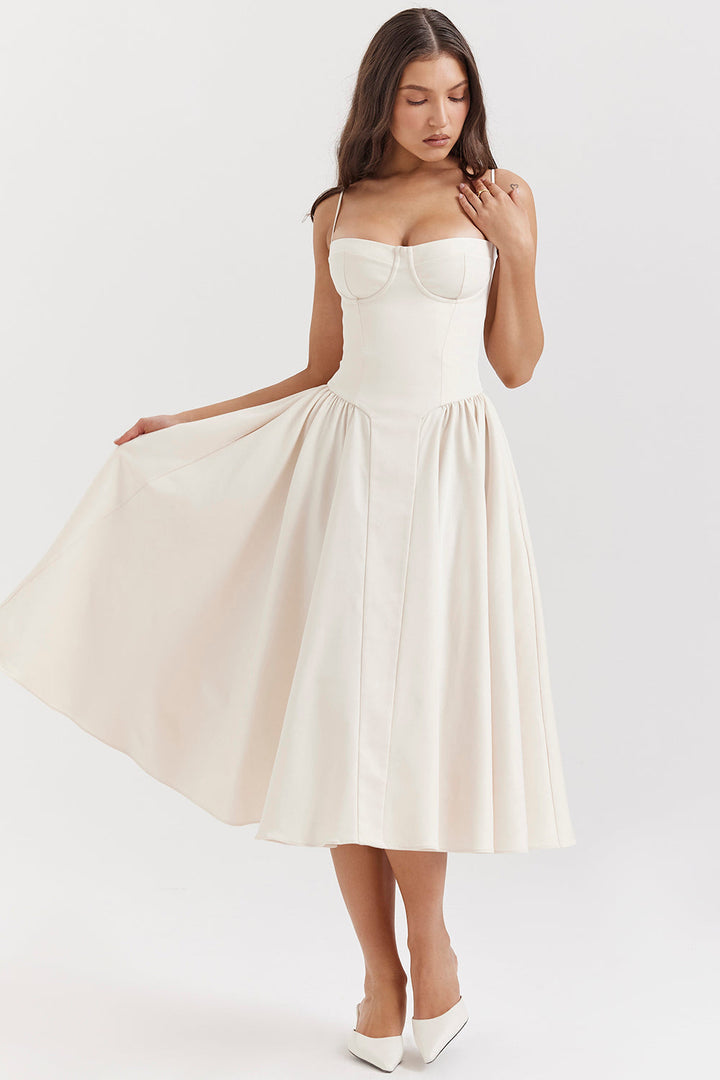 Mevara – Korsettstil-Oberteil Webstoff-Kleid