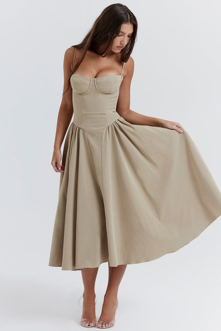 Mevara – Korsettstil-Oberteil Webstoff-Kleid