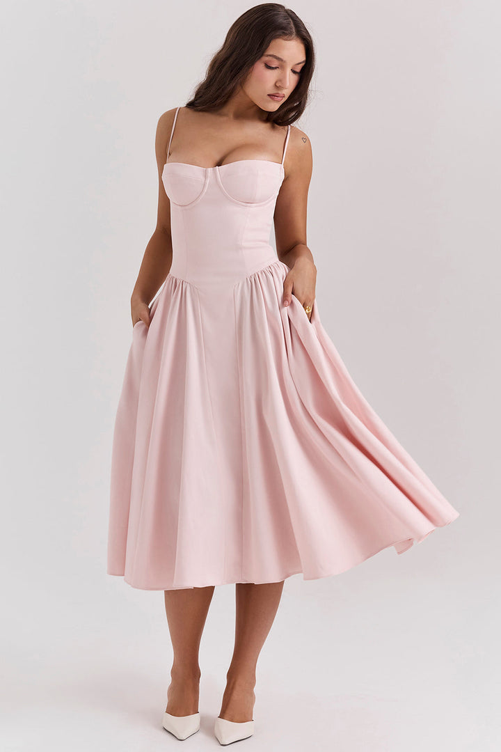 Mevara – Korsettstil-Oberteil Webstoff-Kleid