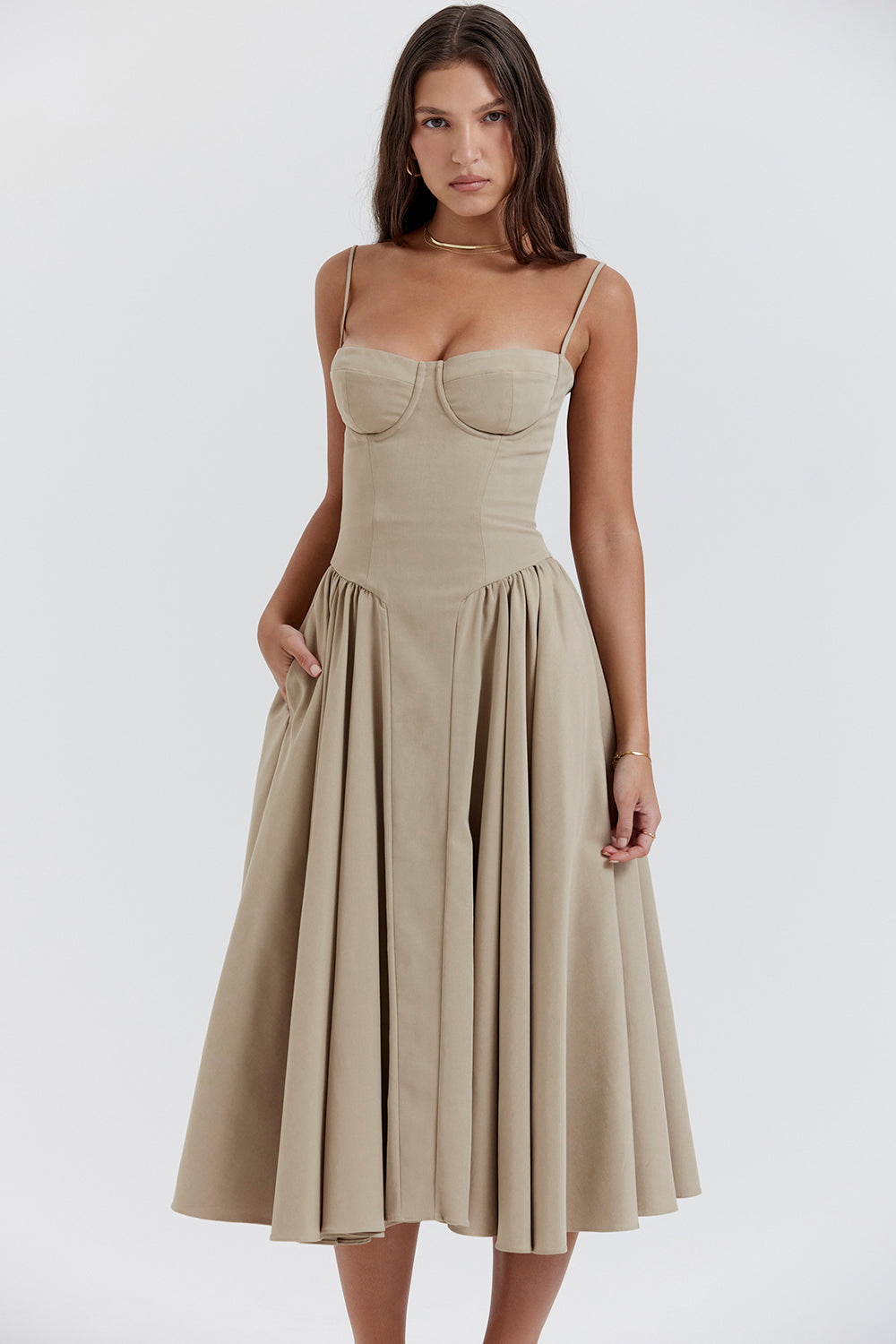 Mevara – Korsettstil-Oberteil Webstoff-Kleid