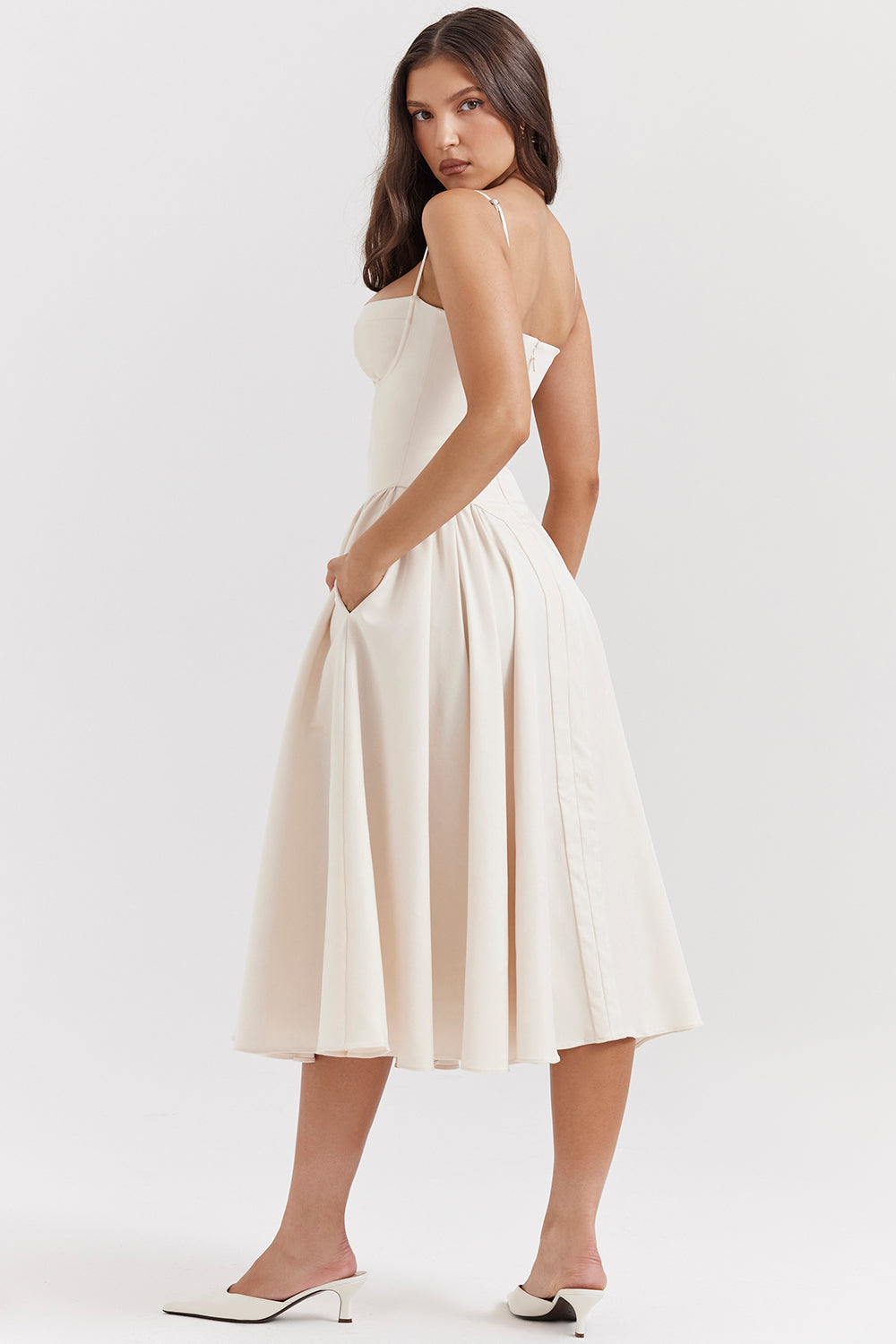 Mevara – Korsettstil-Oberteil Webstoff-Kleid