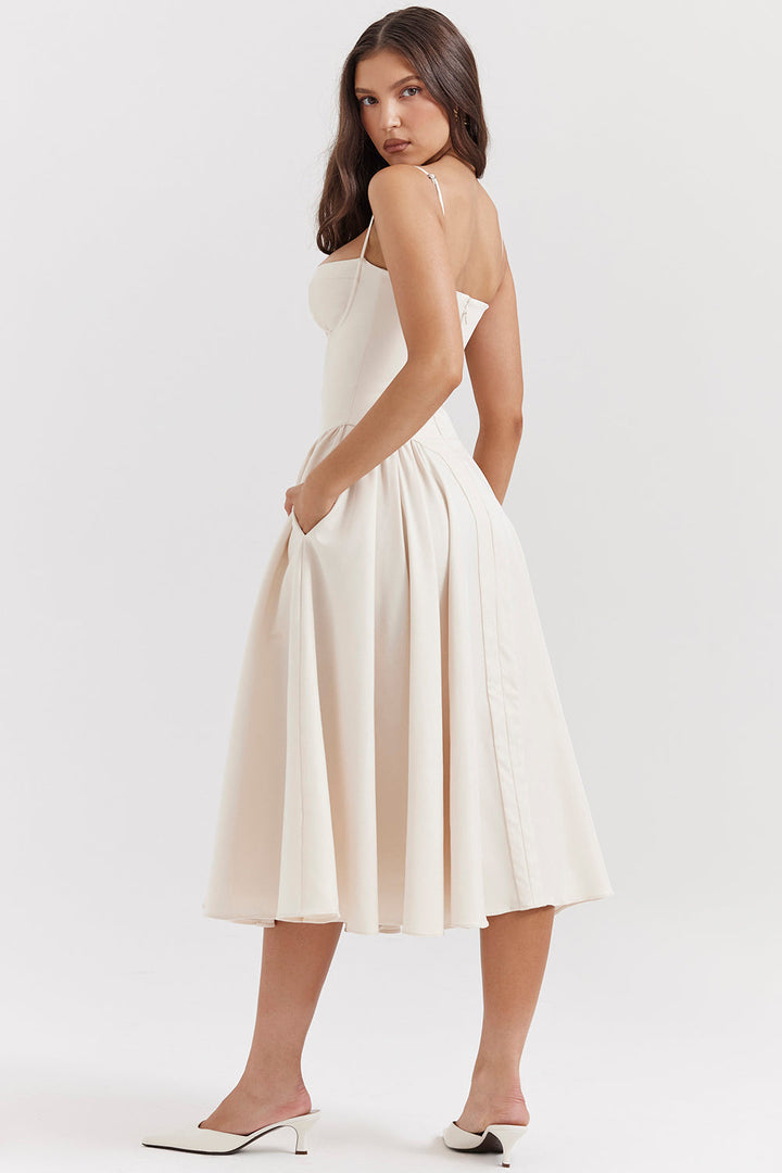 Mevara – Korsettstil-Oberteil Webstoff-Kleid
