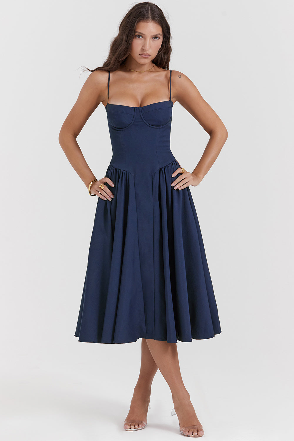 Mevara – Korsettstil-Oberteil Webstoff-Kleid