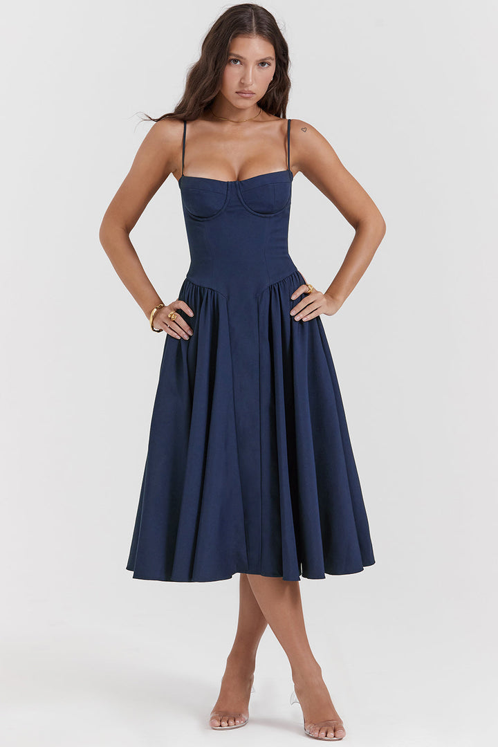 Mevara – Korsettstil-Oberteil Webstoff-Kleid