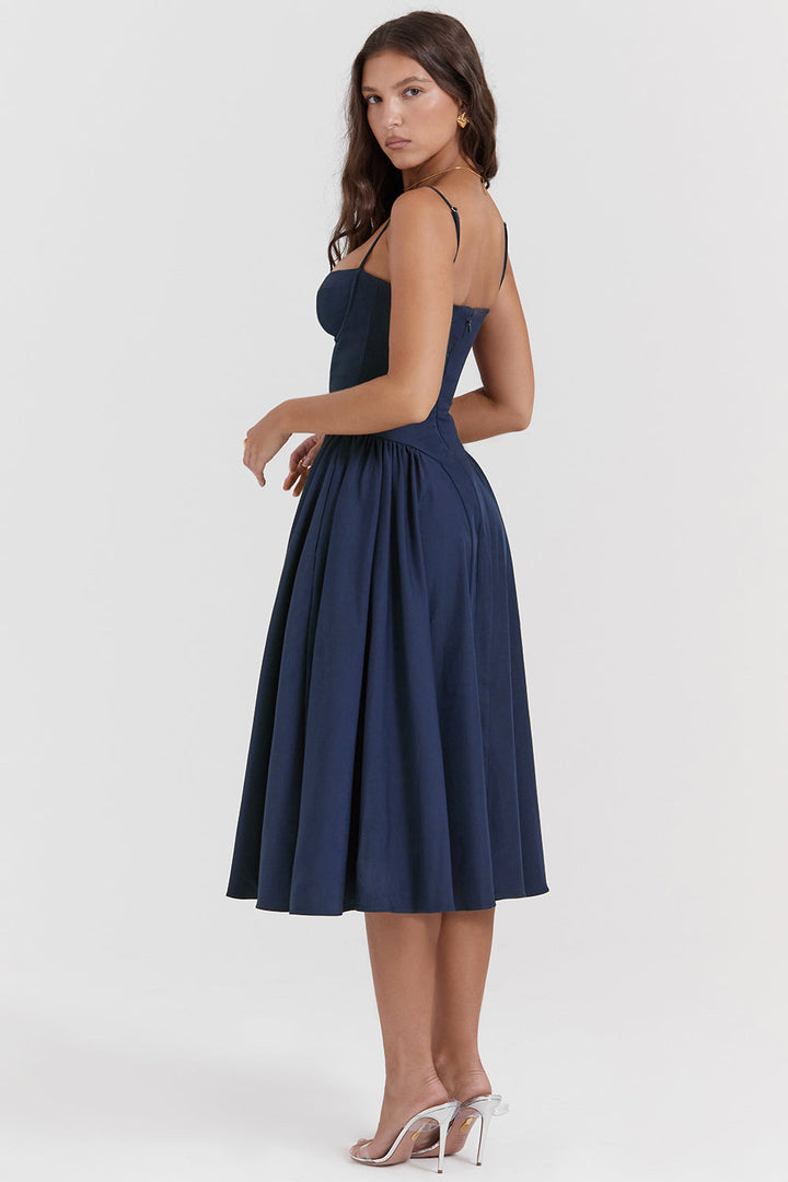 Mevara – Korsettstil-Oberteil Webstoff-Kleid