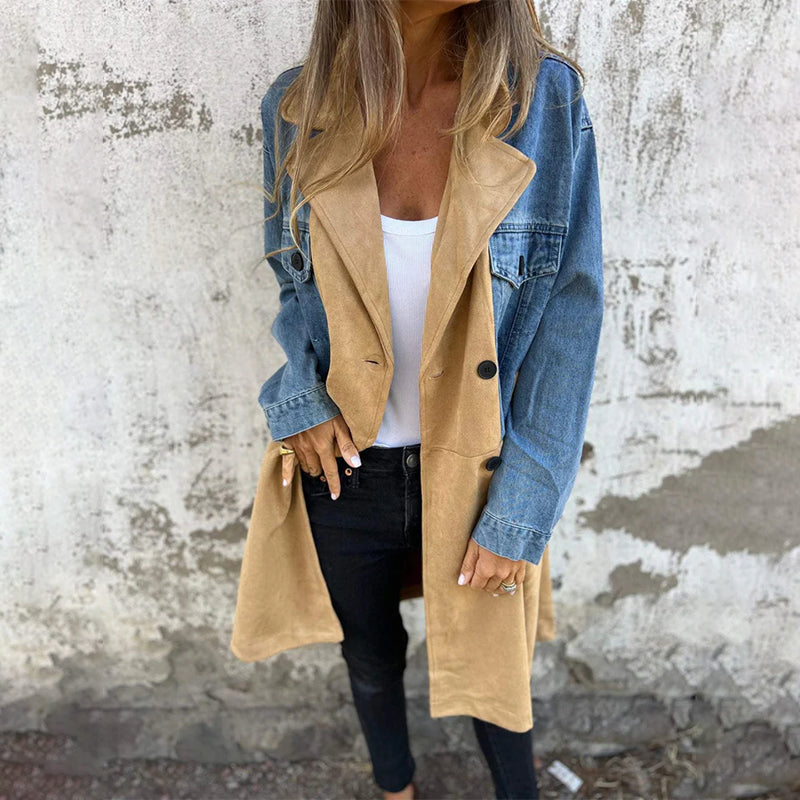 Calyra – Trenchcoat aus Stretchgewebe mit Jeansnähten