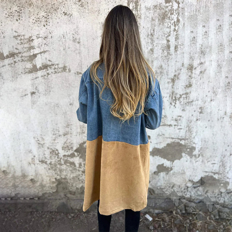 Calyra – Trenchcoat aus Stretchgewebe mit Jeansnähten