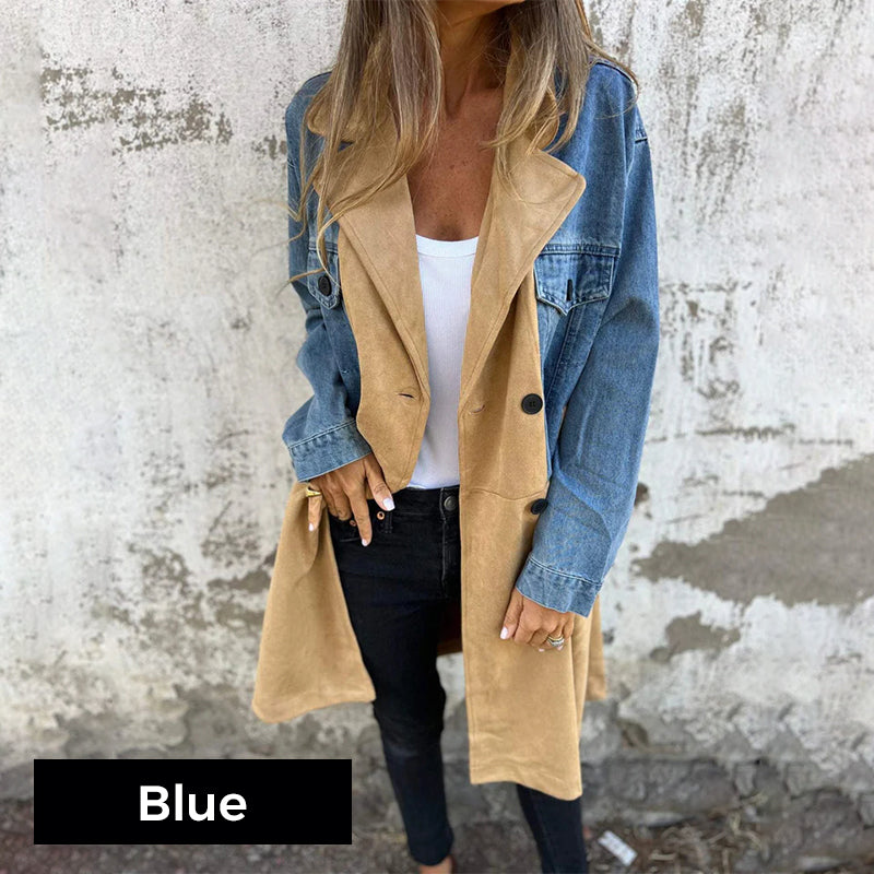 Calyra – Trenchcoat aus Stretchgewebe mit Jeansnähten