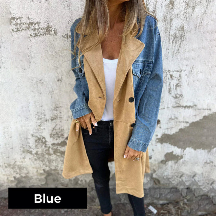 Calyra – Trenchcoat aus Stretchgewebe mit Jeansnähten