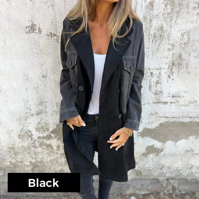 Calyra – Trenchcoat aus Stretchgewebe mit Jeansnähten