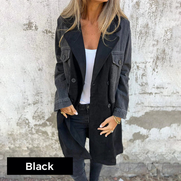 Calyra – Trenchcoat aus Stretchgewebe mit Jeansnähten
