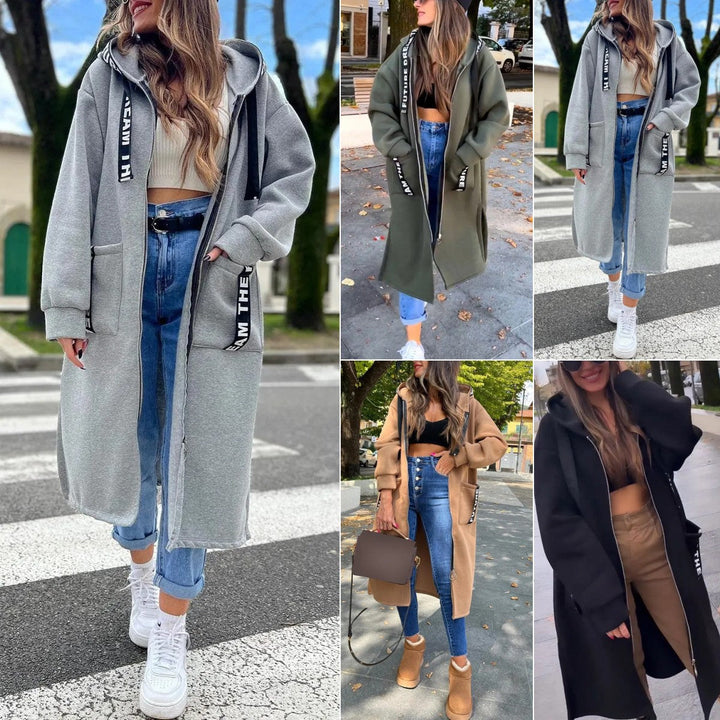Rilena – lang geschnittene Stretch-Baumwolljacke mit Kapuze