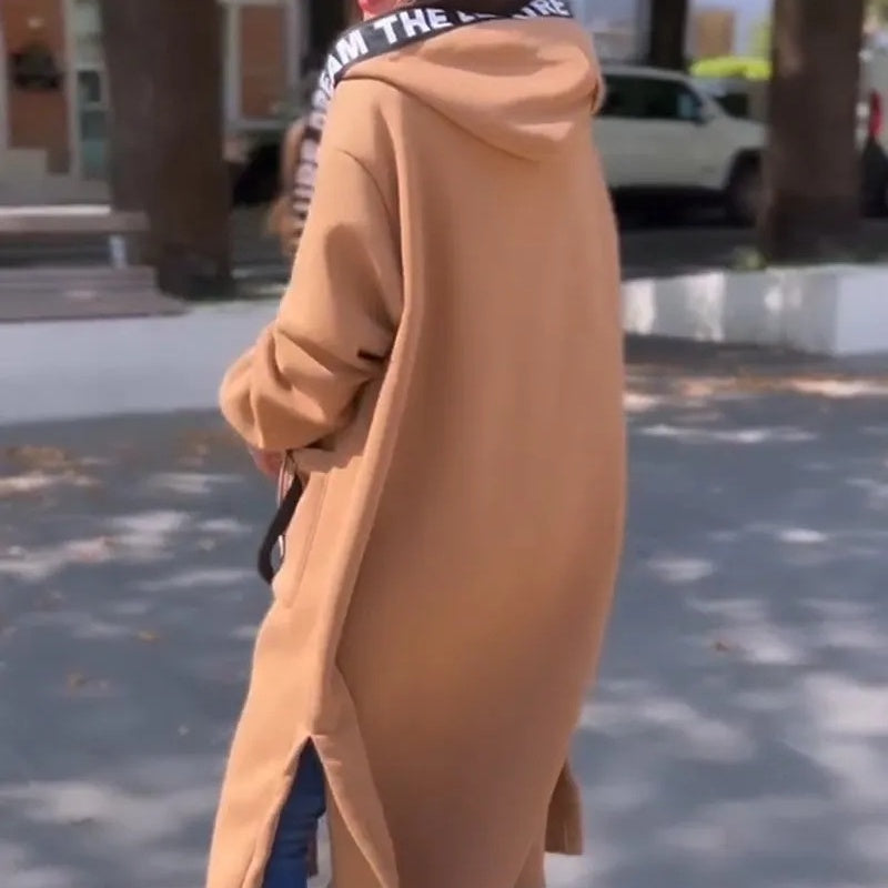 Rilena – lang geschnittene Stretch-Baumwolljacke mit Kapuze