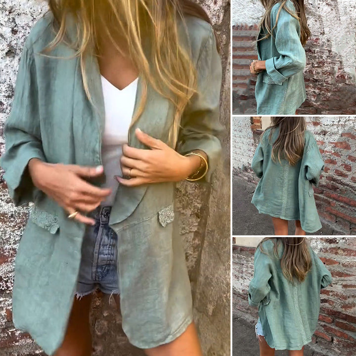 Ilyra – Offener Leinen-Baumwoll-Blazer