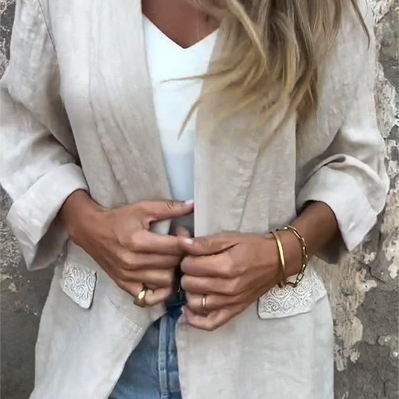 Ilyra – Offener Leinen-Baumwoll-Blazer