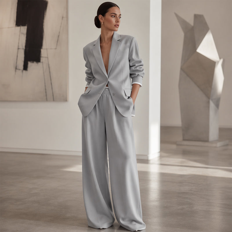 Reniva – Blazer-Set mit Hose mit weitem Bein