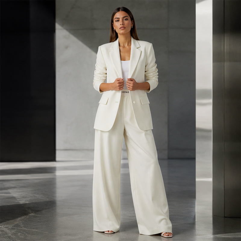 Reniva – Blazer-Set mit Hose mit weitem Bein