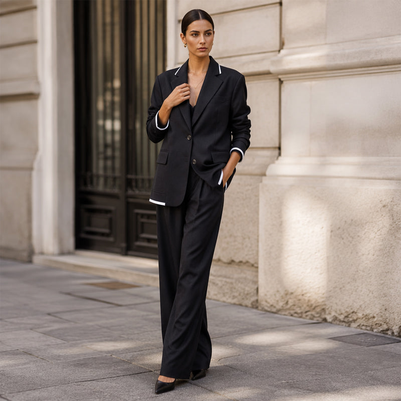 Reniva – Blazer-Set mit Hose mit weitem Bein
