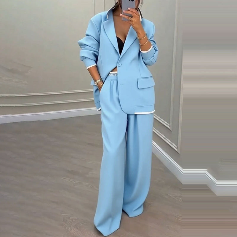 Reniva – Blazer-Set mit Hose mit weitem Bein