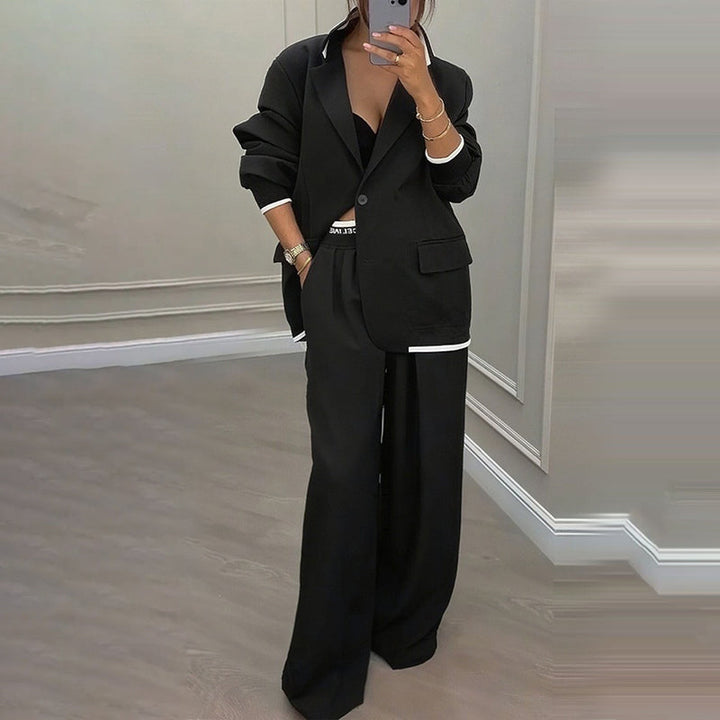 Reniva – Blazer-Set mit Hose mit weitem Bein