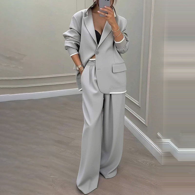 Reniva – Blazer-Set mit Hose mit weitem Bein