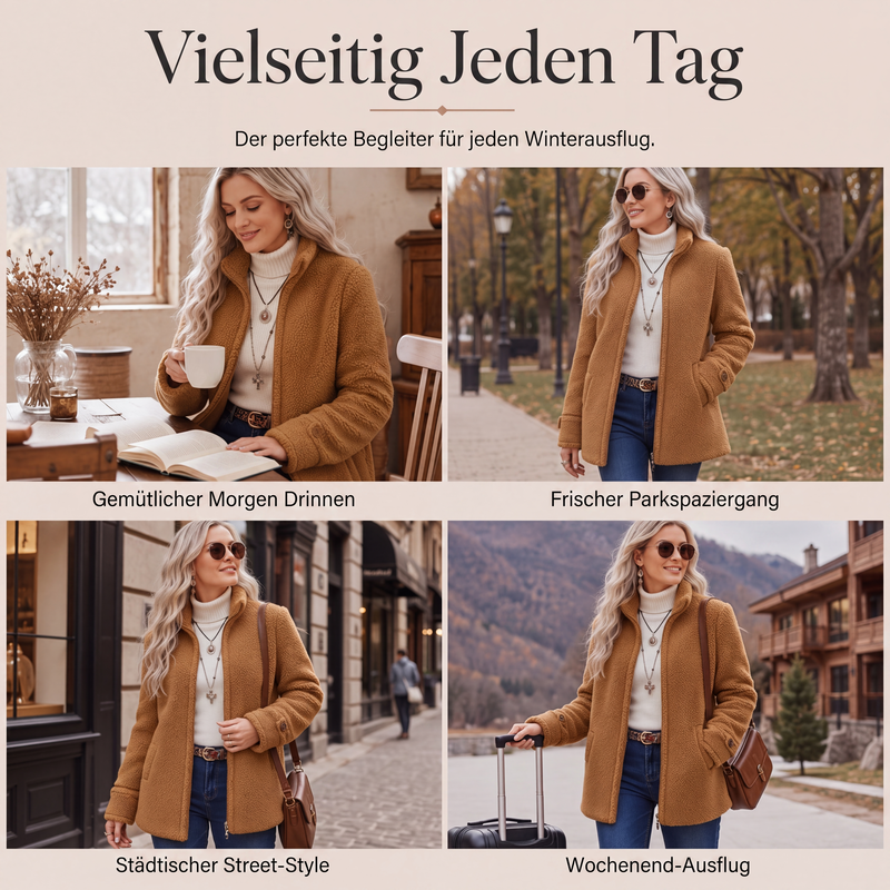 Rylena – Stehkragen-Sherpa-Fleece-Jacke