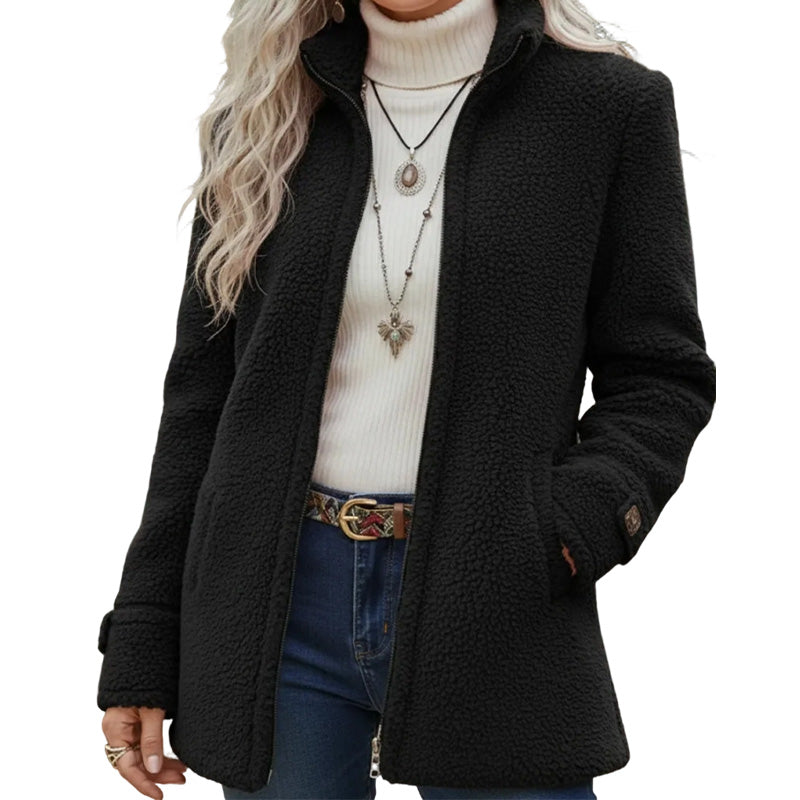 Rylena – Stehkragen-Sherpa-Fleece-Jacke